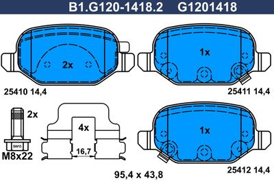 B1G12014182 GALFER Комплект тормозных колодок, дисковый тормоз