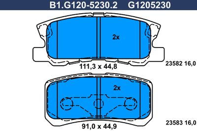 B1G12052302 GALFER Комплект тормозных колодок, дисковый тормоз