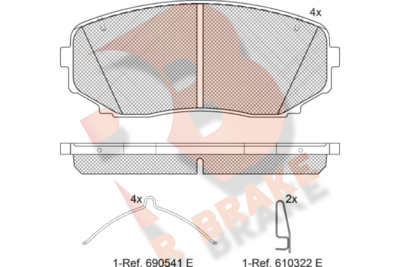 RB1962233 R BRAKE Комплект тормозных колодок, дисковый тормоз