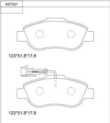 KD7321 ASIMCO Комплект тормозных колодок, дисковый тормоз