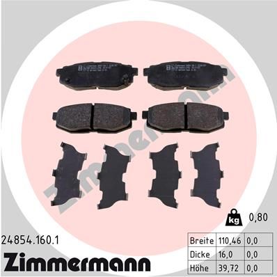 248541601 ZIMMERMANN Комплект тормозных колодок, дисковый тормоз