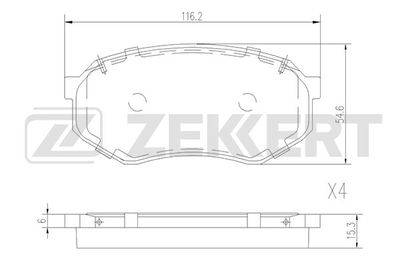 BS2528 ZEKKERT Комплект тормозных колодок, дисковый тормоз