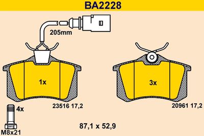 BA2228 BARUM Комплект тормозных колодок, дисковый тормоз