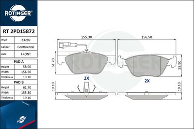 RT2PD15872 ROTINGER Комплект тормозных колодок, дисковый тормоз