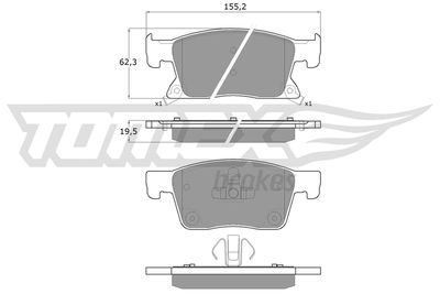 TX1787 TOMEX Brakes Комплект тормозных колодок, дисковый тормоз