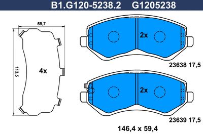 B1G12052382 GALFER Комплект тормозных колодок, дисковый тормоз