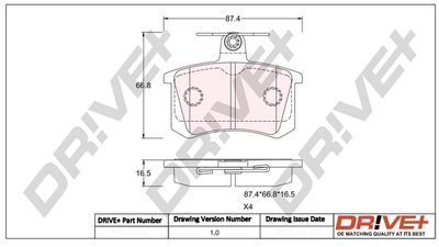 DP1010100943 Dr!ve+ Комплект тормозных колодок, дисковый тормоз