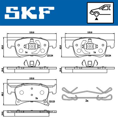 VKBP80301A SKF Комплект тормозных колодок, дисковый тормоз