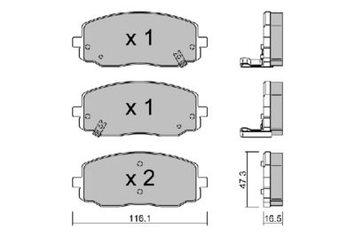 BPKI1001 AISIN Комплект тормозных колодок, дисковый тормоз