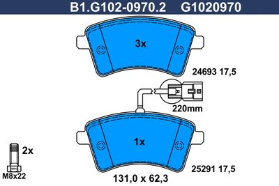 B1G10209702 GALFER Комплект тормозных колодок, дисковый тормоз