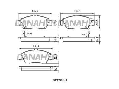 DBP8091 DANAHER Комплект тормозных колодок, дисковый тормоз