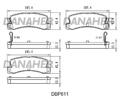 DBP611 DANAHER Комплект тормозных колодок, дисковый тормоз