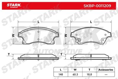 SKBP0011209 Stark Комплект тормозных колодок, дисковый тормоз