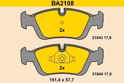 BA2108 BARUM Комплект тормозных колодок, дисковый тормоз