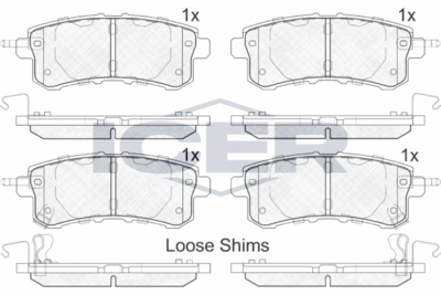 182052 ICER Комплект тормозных колодок, дисковый тормоз