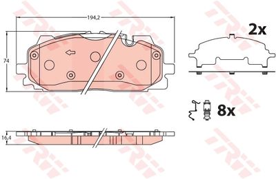 GDB2190 TRW Комплект тормозных колодок, дисковый тормоз