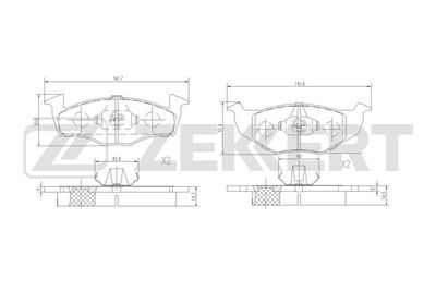 BS1571 ZEKKERT Комплект тормозных колодок, дисковый тормоз