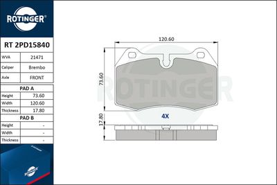 RT2PD15840 ROTINGER Комплект тормозных колодок, дисковый тормоз