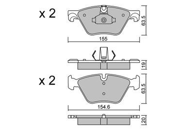 BPBM1013 AISIN Комплект тормозных колодок, дисковый тормоз