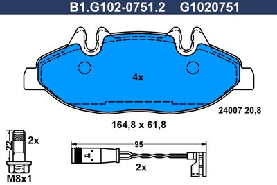 B1G10207512 GALFER Комплект тормозных колодок, дисковый тормоз