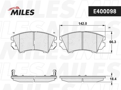 E400098 MILES Комплект тормозных колодок, дисковый тормоз