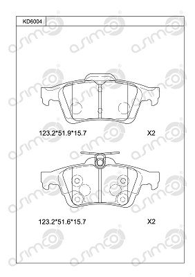 KD6004 ASIMCO Комплект тормозных колодок, дисковый тормоз