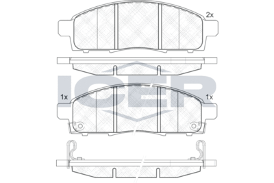 141966 ICER Комплект тормозных колодок, дисковый тормоз