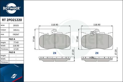 RT2PD21220 ROTINGER Комплект тормозных колодок, дисковый тормоз