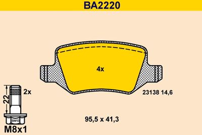 BA2220 BARUM Комплект тормозных колодок, дисковый тормоз