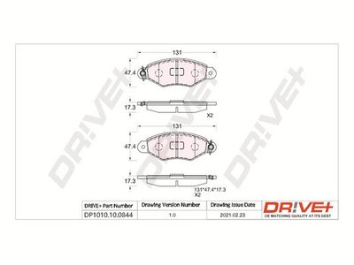 DP1010100844 Dr!ve+ Комплект тормозных колодок, дисковый тормоз