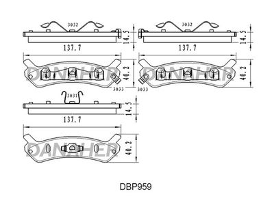 DBP959 DANAHER Комплект тормозных колодок, дисковый тормоз