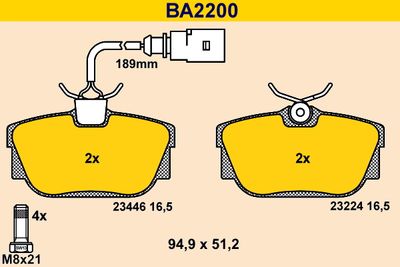 BA2200 BARUM Комплект тормозных колодок, дисковый тормоз