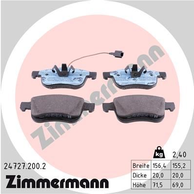 247272002 ZIMMERMANN Комплект тормозных колодок, дисковый тормоз