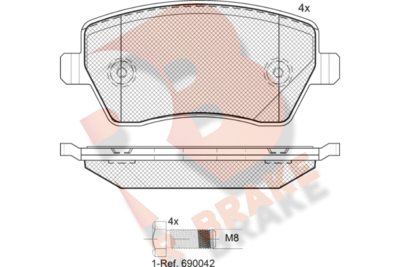 RB1534700 R BRAKE Комплект тормозных колодок, дисковый тормоз