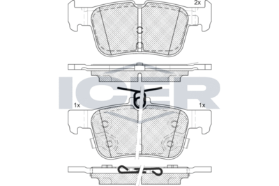 182198208 ICER Комплект тормозных колодок, дисковый тормоз