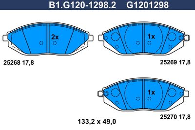 B1G12012982 GALFER Комплект тормозных колодок, дисковый тормоз