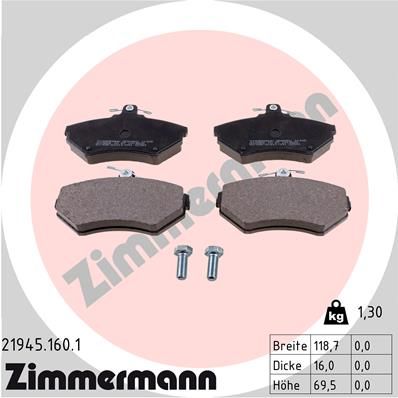 219451601 ZIMMERMANN Комплект тормозных колодок, дисковый тормоз