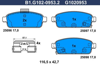 B1G10209532 GALFER Комплект тормозных колодок, дисковый тормоз