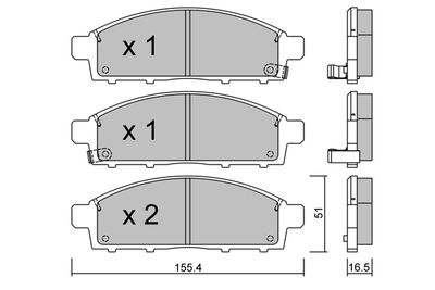 BPMI1005 AISIN Комплект тормозных колодок, дисковый тормоз