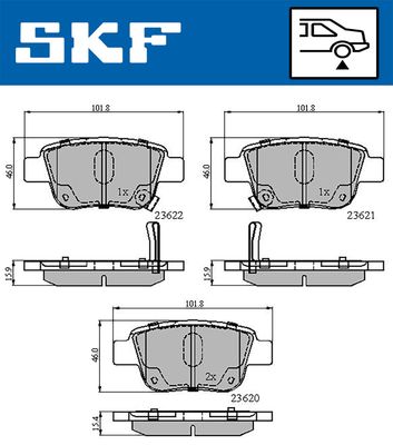 VKBP90384A SKF Комплект тормозных колодок, дисковый тормоз