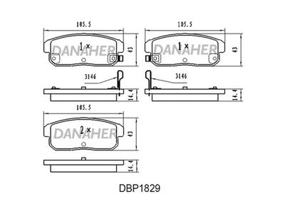 DBP1829 DANAHER Комплект тормозных колодок, дисковый тормоз