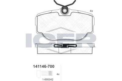 141146700 ICER Комплект тормозных колодок, дисковый тормоз