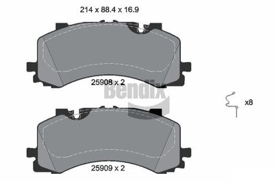 BPD1637 BENDIX Braking Комплект тормозных колодок, дисковый тормоз