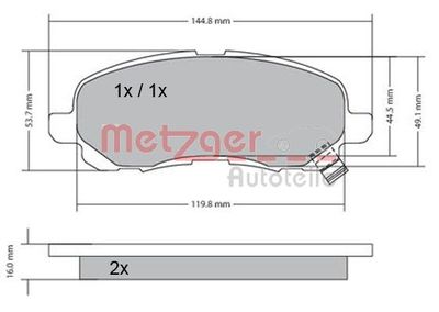 1170133 METZGER Комплект тормозных колодок, дисковый тормоз