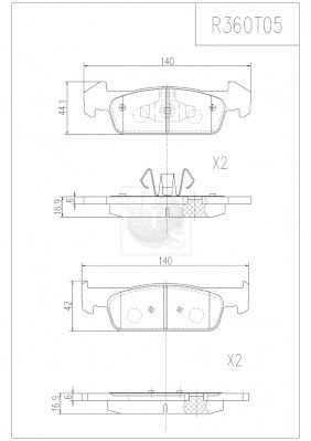 R360T05 NPS Комплект тормозных колодок, дисковый тормоз