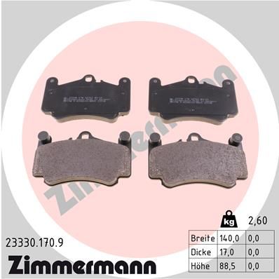 233301709 ZIMMERMANN Комплект тормозных колодок, дисковый тормоз