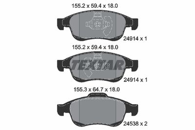 2491401 TEXTAR Комплект тормозных колодок, дисковый тормоз