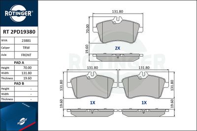 RT2PD19380 ROTINGER Комплект тормозных колодок, дисковый тормоз
