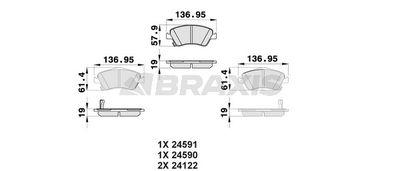 AB0163 BRAXIS Комплект тормозных колодок, дисковый тормоз