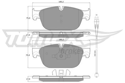 TX1678 TOMEX Brakes Комплект тормозных колодок, дисковый тормоз